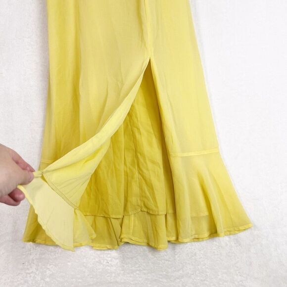 Lulus Summer Invite Yellow Tie-Strap Tiered Midi Dress Size XS NWT - Picture 7 of 11